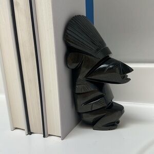 Vintage hand carved obsidian stone Mayan aztec figurine